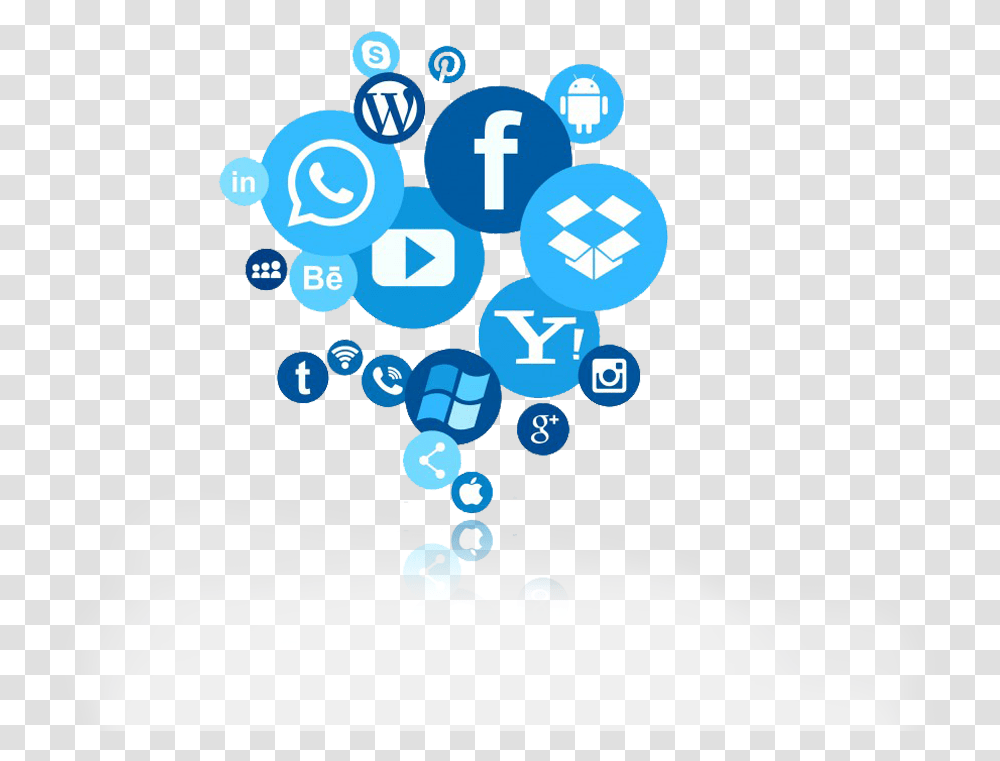 Blue Circles With White Social Media Icons Inside And Circle Social Media Icon, Number, Network Transparent Png