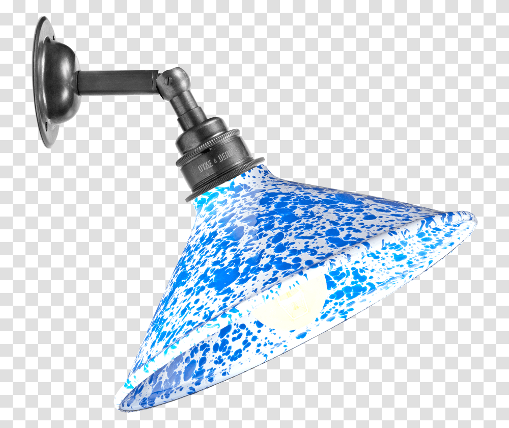 Blue Cone Shade Splatterware Wall Lamp Lamp Wall Blue, Shower Faucet Transparent Png