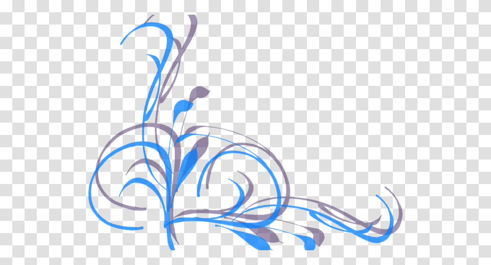 Blue Corner Clipart Border, Floral Design, Pattern, Fractal Transparent Png