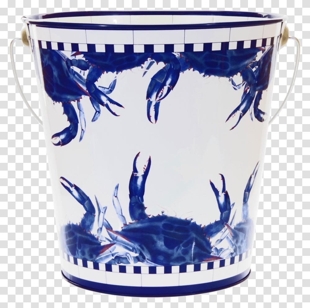 Blue Crab Pattern Bucket, Bird, Animal, Paint Container Transparent Png