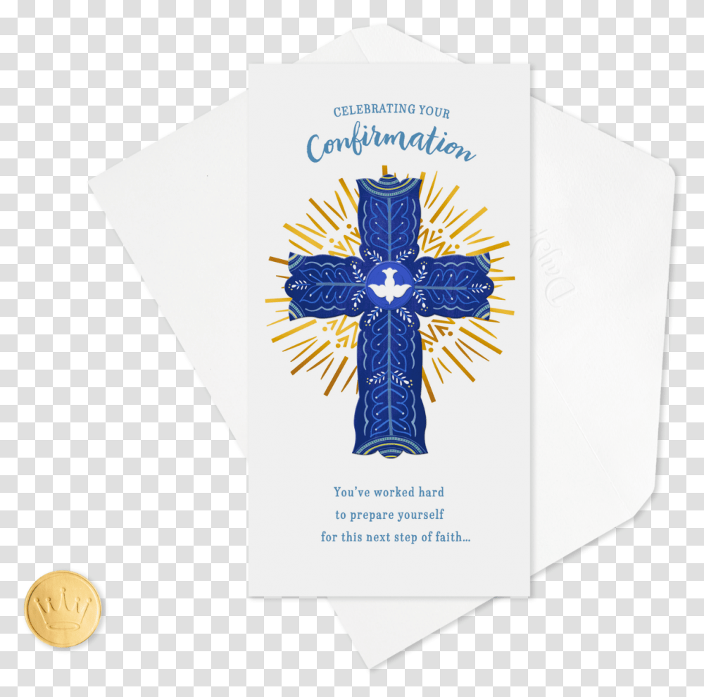 Blue Cross With Dove Confirmation Money Holder Card Cross, Crucifix, Logo, Trademark Transparent Png