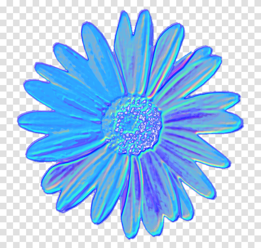 Blue Daisy Flower Tumblr Aesthetic Vaporwave Iridescent, Ornament, Pattern, Fractal, Light Transparent Png