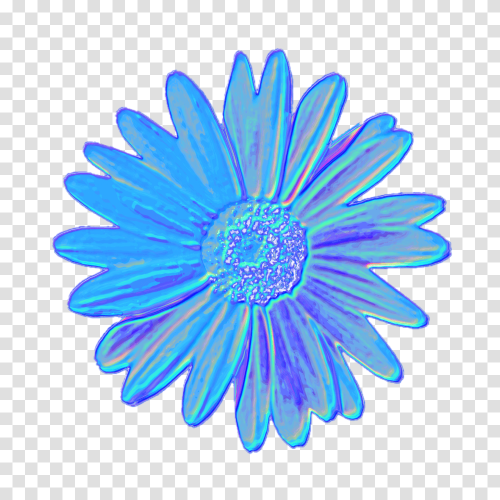 Blue Daisy Flower Tumblr Aesthetic Vaporwave Iridescent Transparent Png
