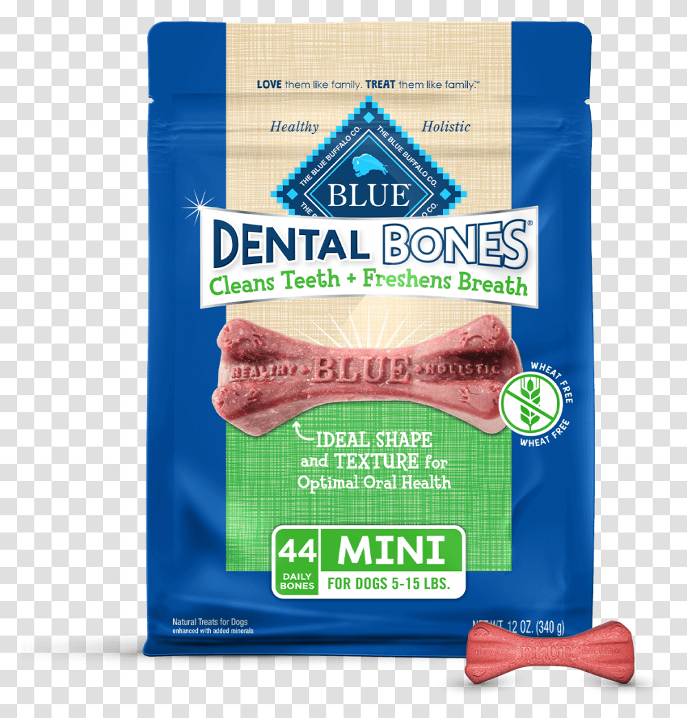 Blue Dental Bones Mini Size Dog Treats Blue Buffalo Dental Bones, Food, Plant, Bag, Advertisement Transparent Png