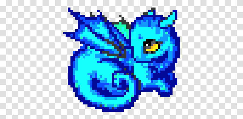 Blue Dragon Baby Dragon Pixel Art, Rug, Text, Pac Man Transparent Png