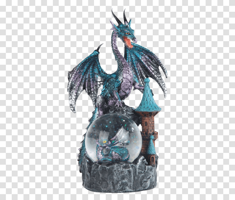 Blue Dragon On Castle Snow Globe Snow Globe, Crystal, Ornament Transparent Png
