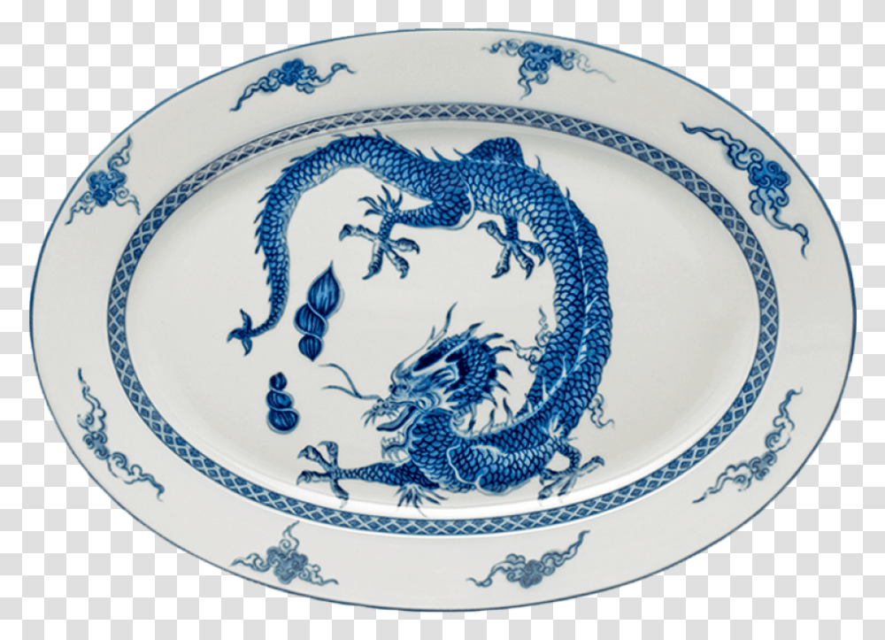 Blue Dragon Oval Platter Plate, Dish, Meal, Food, Porcelain Transparent Png