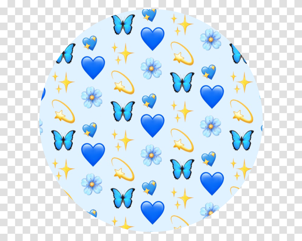 Blue Emoji Background Stars Hearts Aesthetic Aesthetic Emoji Hearts Blue, Ball, Balloon Transparent Png