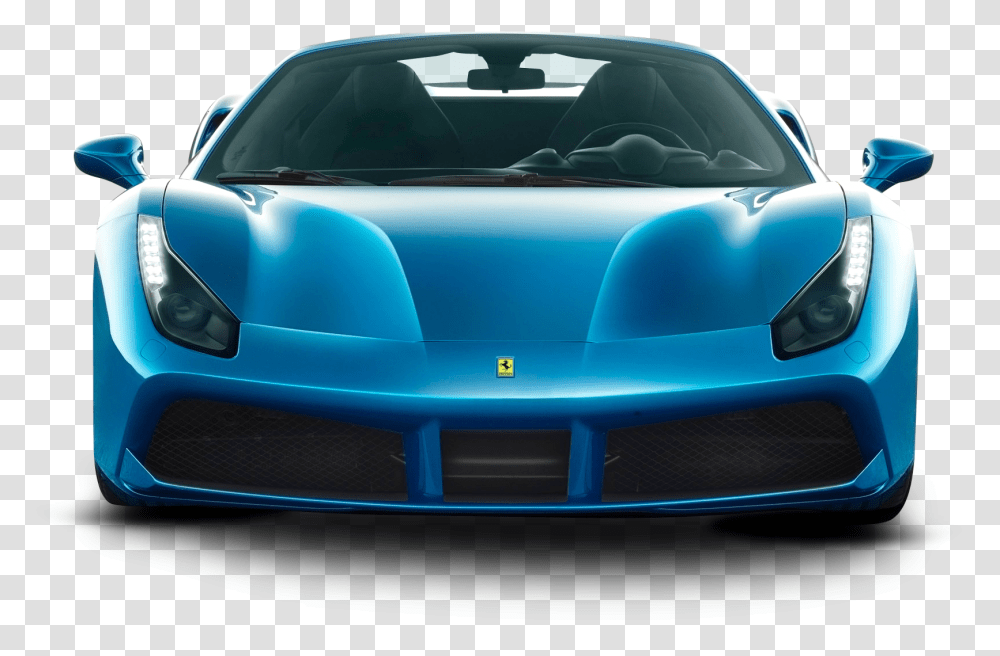 Blue Ferrari 488 Spider Car Front Ferrari Car In Blue, Vehicle, Transportation, Windshield, Sports Car Transparent Png