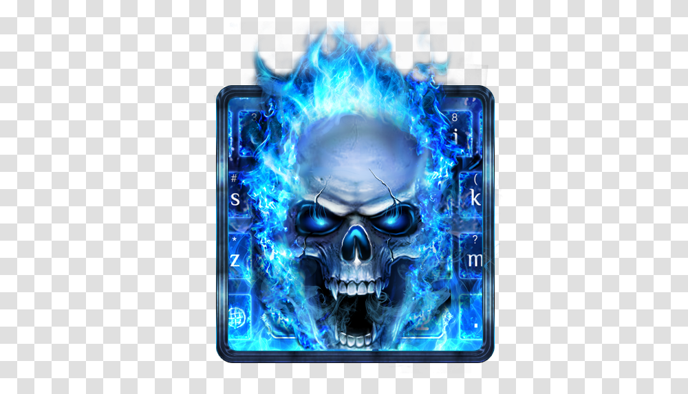 Blue Fire Skull Keyboard Apps On Google Play Skull Ghost Rider Blue, Goggles, Accessories, Person, Art Transparent Png