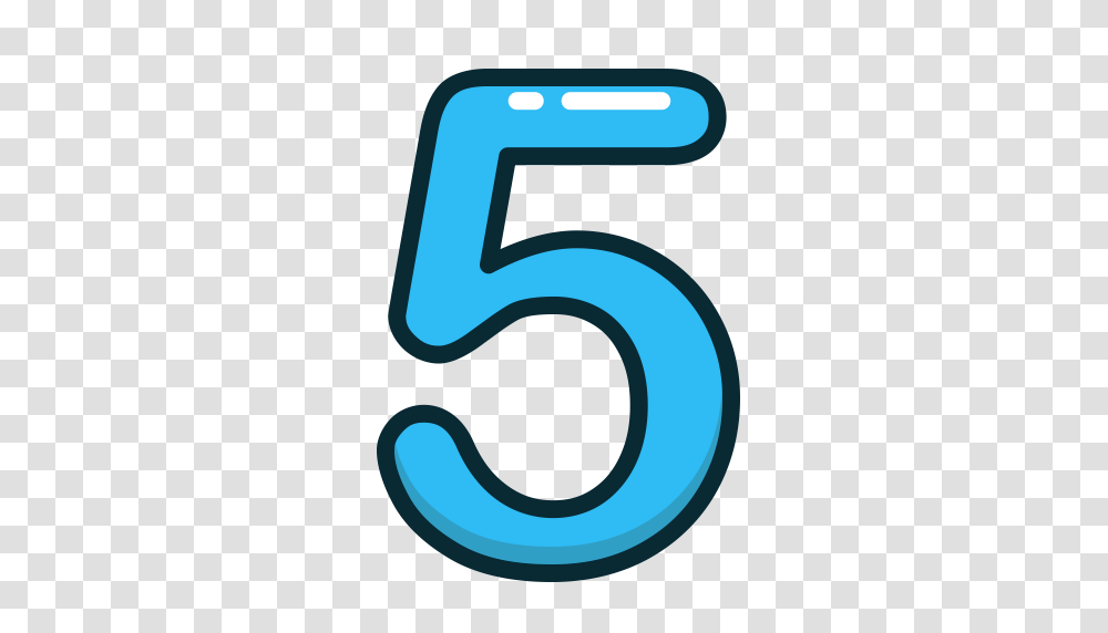 Blue Five Number Numbers Study Icon Transparent Png