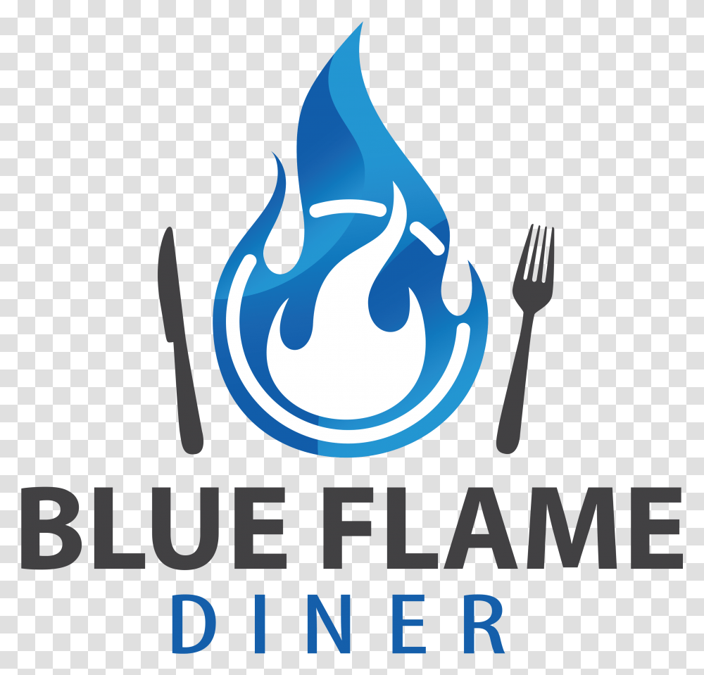 Blue Flame, Fork, Cutlery, Poster, Advertisement Transparent Png