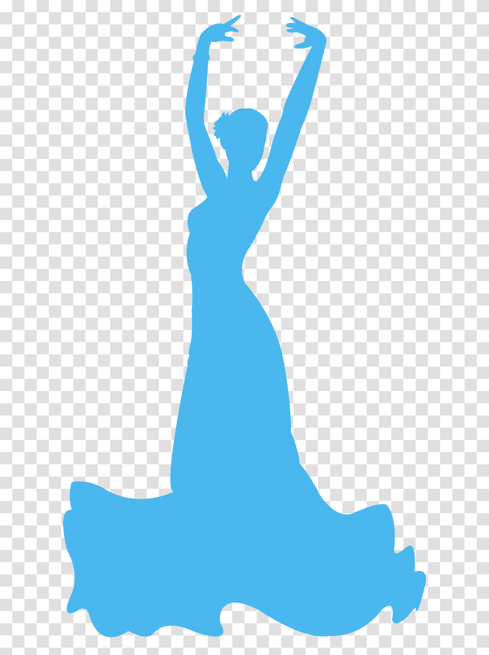 Blue Flamenco Dancer Silhouette, Dress, Female, Evening Dress Transparent Png