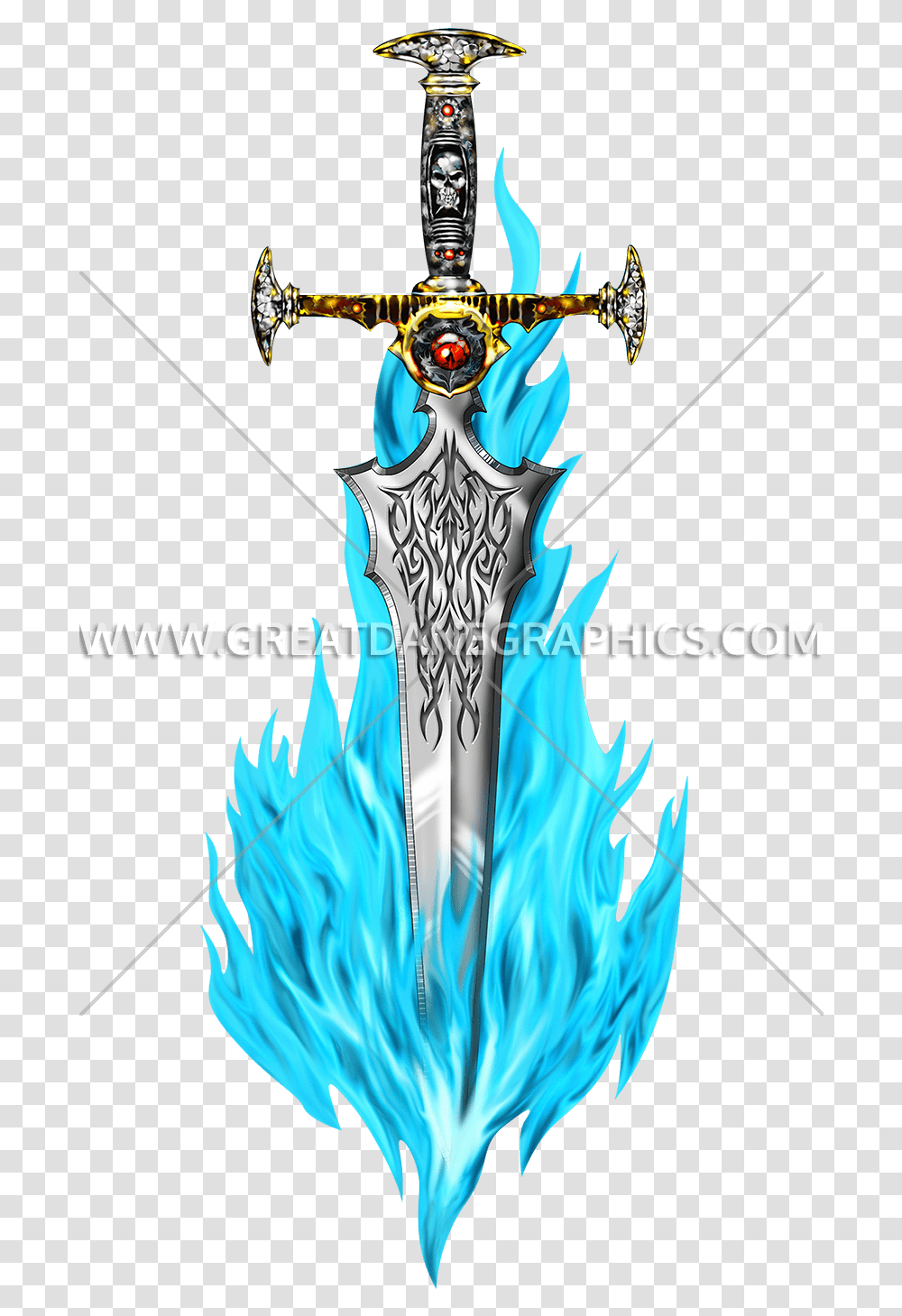 Blue Flaming Sword, Weapon, Emblem, Person Transparent Png
