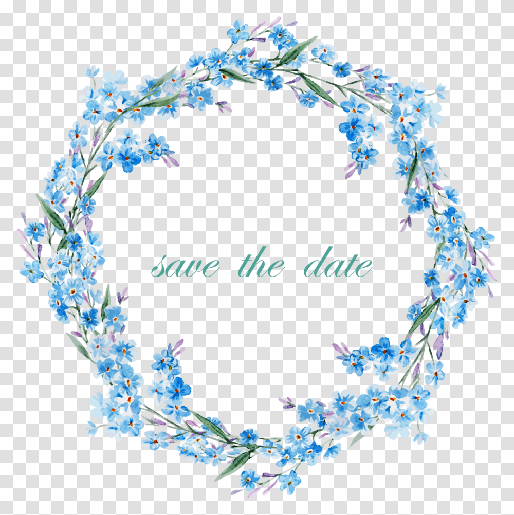 Blue Floral Frame Cartoons Border Flower Blue, Pattern, Wreath, Alphabet Transparent Png