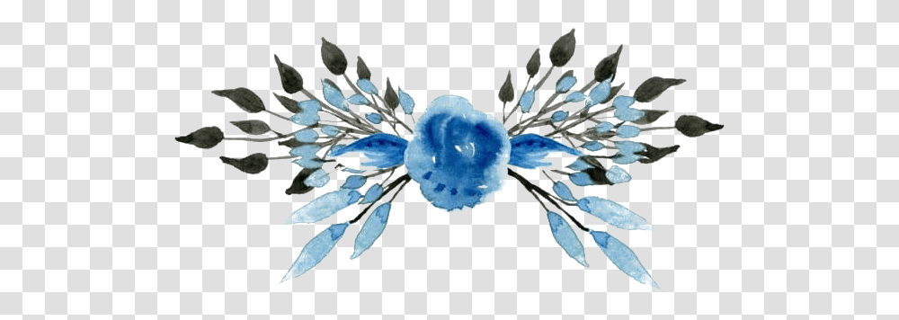 Blue Floral Image Blue Watercolor Flower, Animal, Invertebrate, Sea Life, Jellyfish Transparent Png
