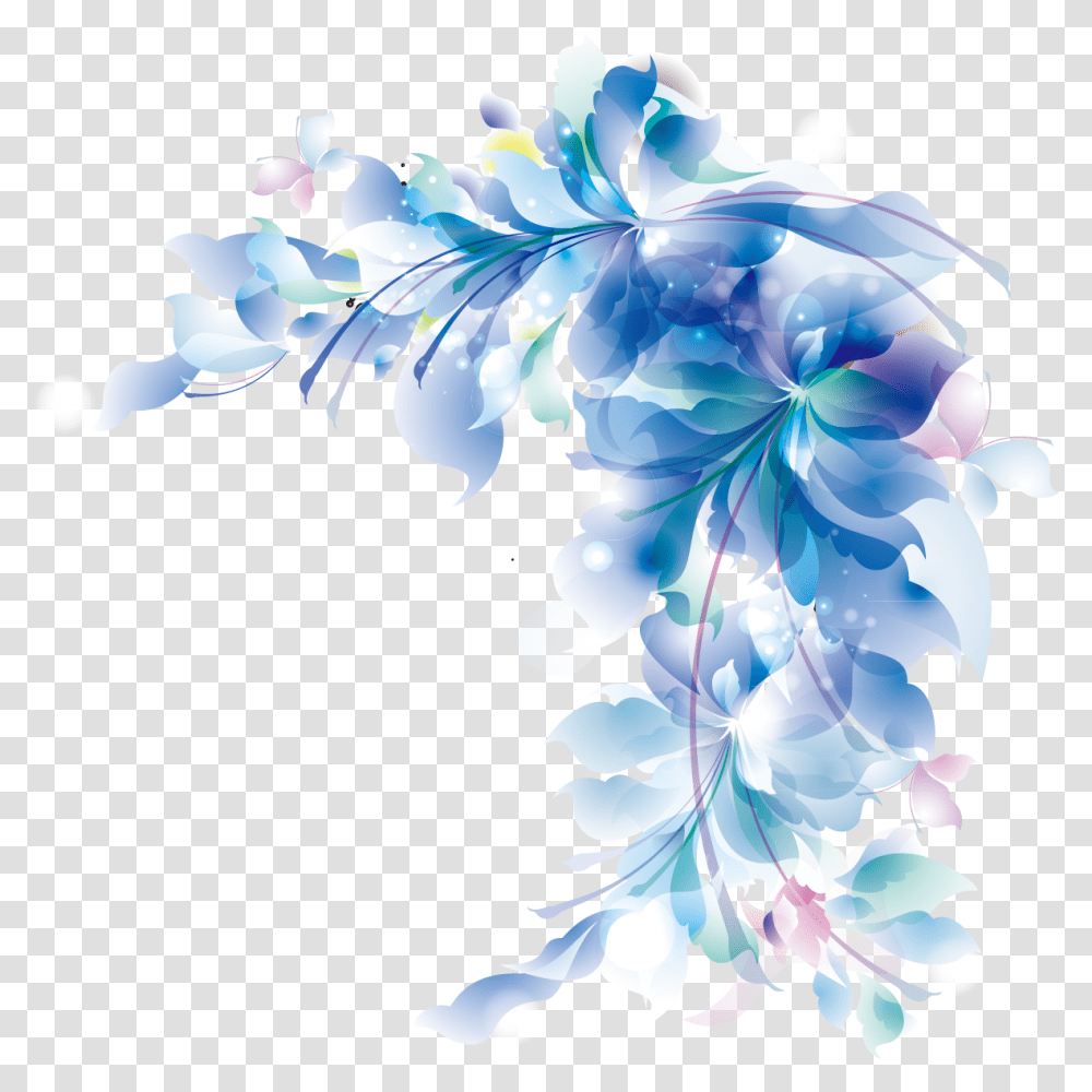 Blue Floral Picture Mart Blue Flower Border, Graphics, Floral Design, Pattern, Plant Transparent Png