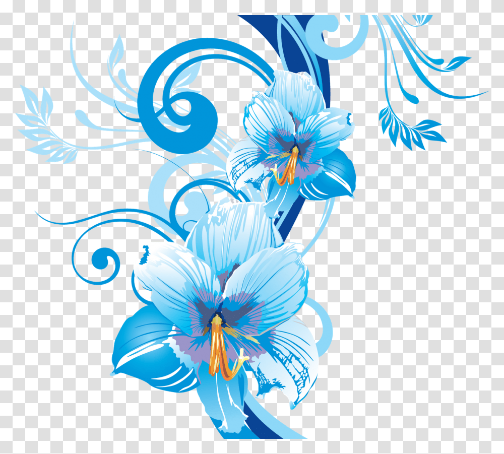 Blue Flower Background Psd, Floral Design, Pattern Transparent Png