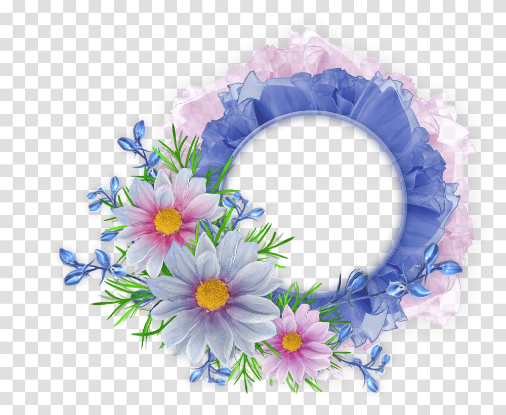 Blue Flower Border Beautiful Flowers Frame, Floral Design, Pattern Transparent Png