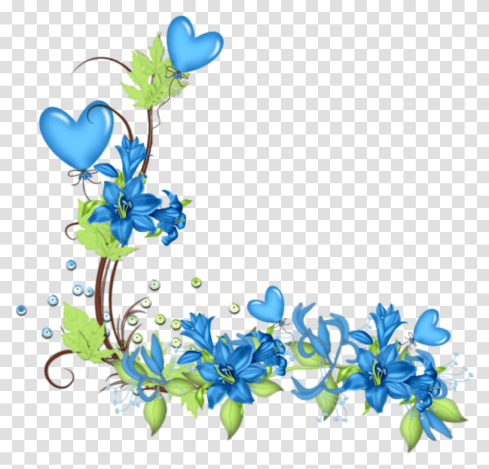 Blue Flower Border Blue Flower Border Design, Plant, Floral Design Transparent Png