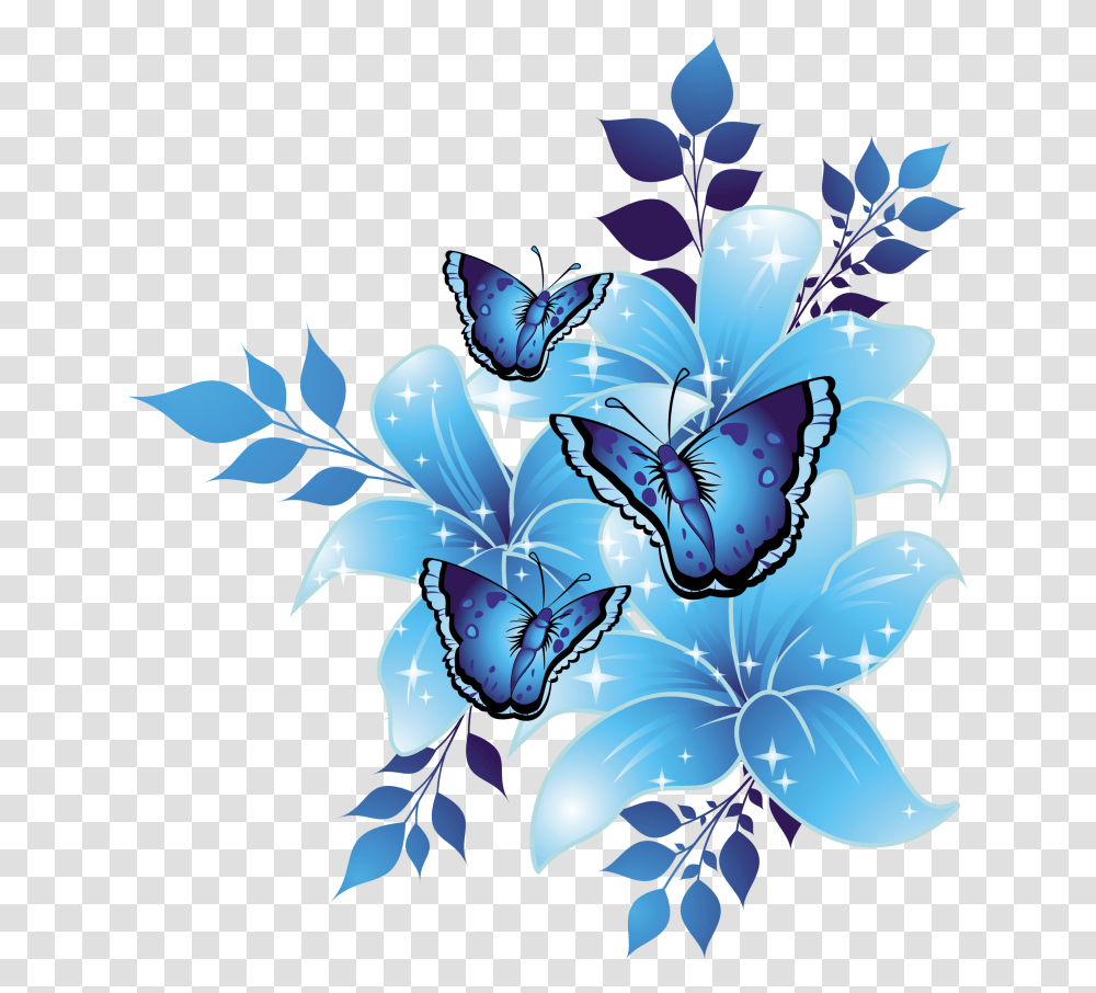 Blue Flower Border Download Flower Blue Background Design, Floral Design, Pattern Transparent Png