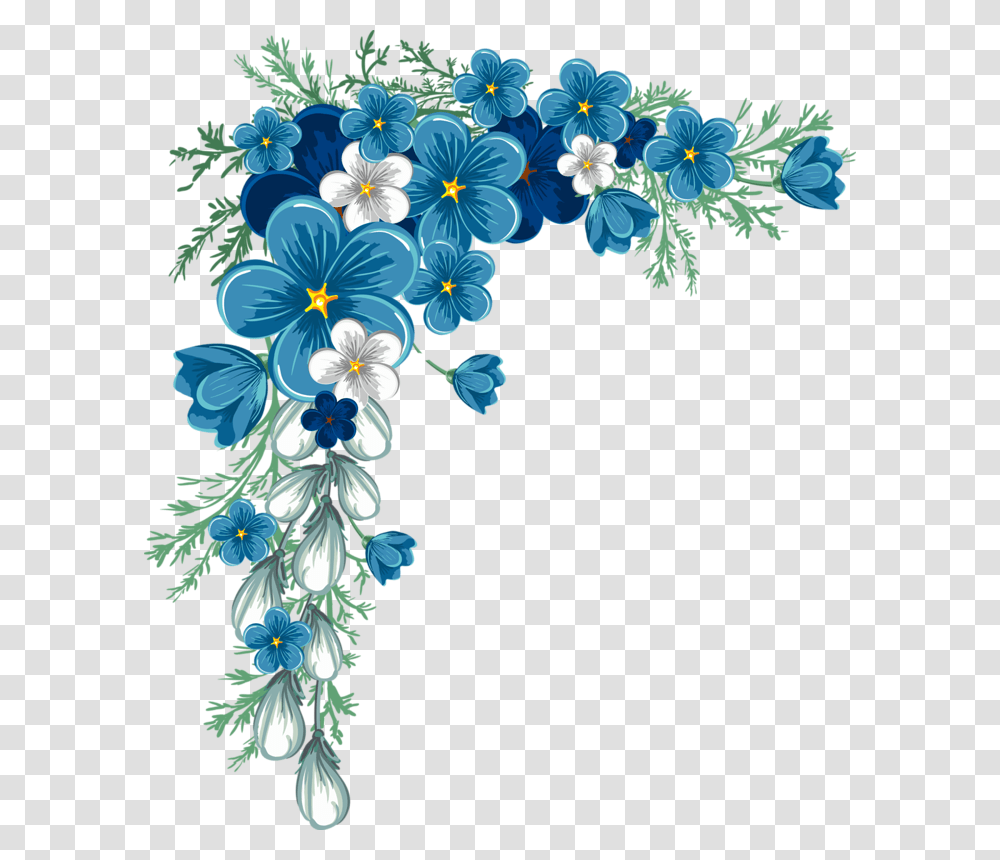 Blue Flower Border, Floral Design, Pattern Transparent Png