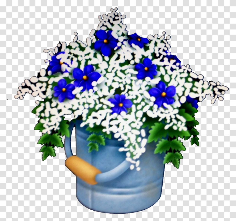 Blue Flower Bucket Bouquet, Plant, Blossom, Flower Arrangement, Flower Bouquet Transparent Png