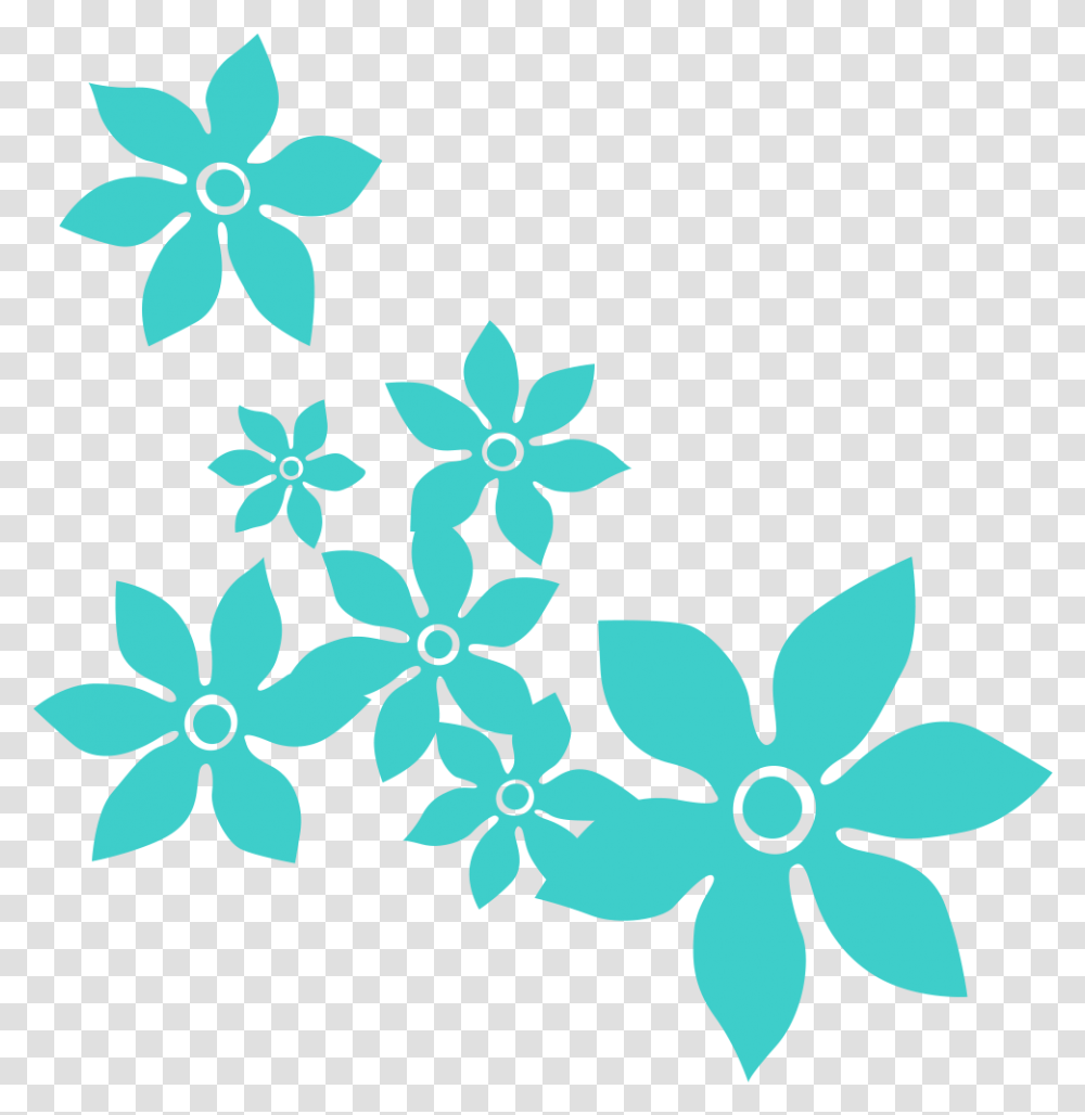 Blue Flower Color Floral Flower Stencil Color, Floral Design, Pattern Transparent Png