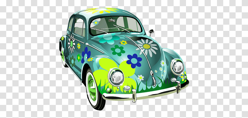 Blue Flower Vw Bug Official Psds Vw Bug, Car, Vehicle, Transportation, Sports Car Transparent Png