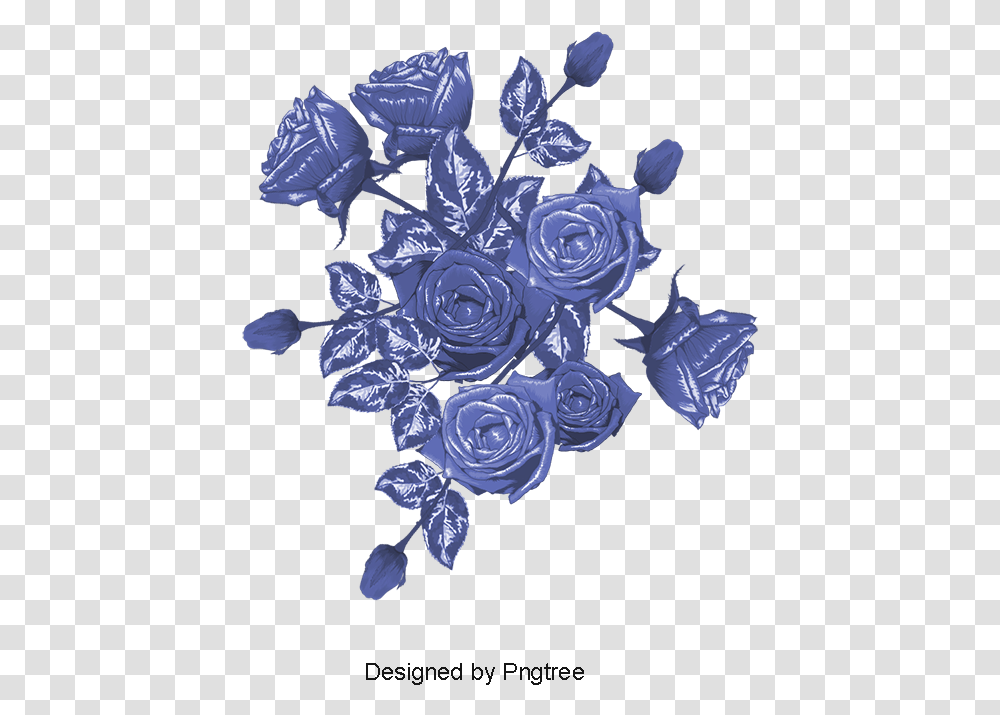 Blue Flowers Background Blue Rose, Floral Design, Pattern Transparent Png