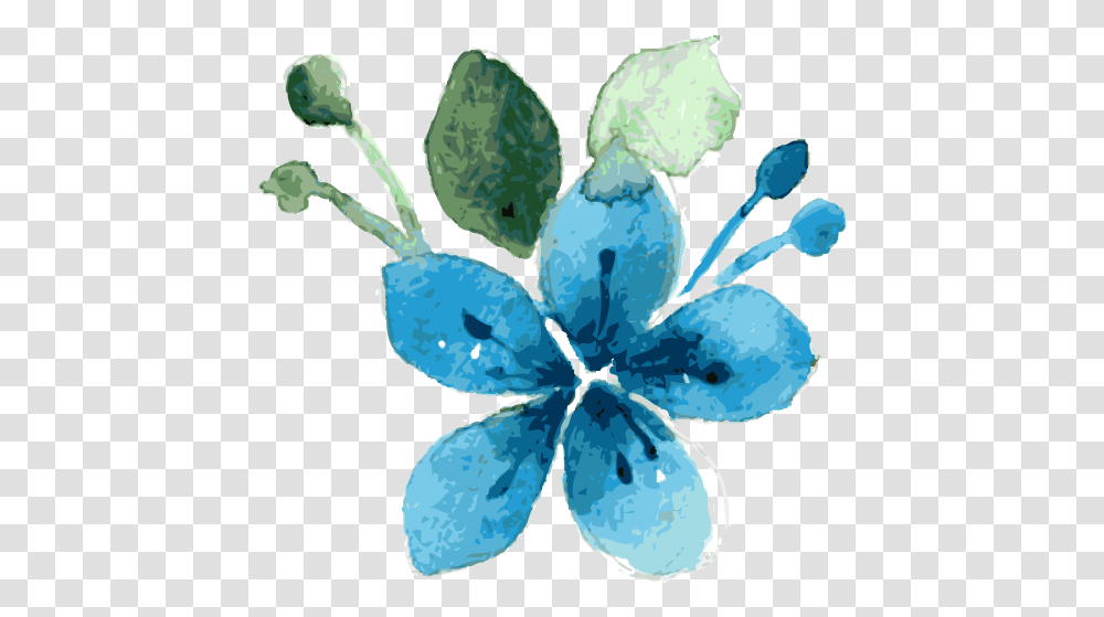 Blue Flowers Background Watercolour Blue Flower, Plant, Blossom, Leaf Transparent Png