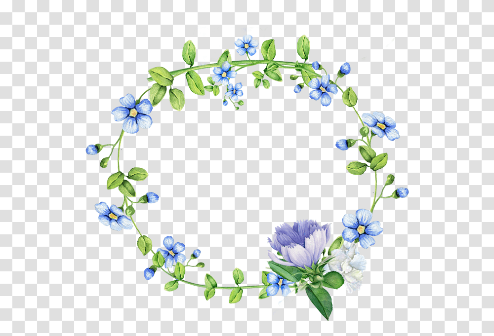 Blue Flowers Border Wreath File Border Forget Me Not, Graphics, Art, Floral Design, Pattern Transparent Png