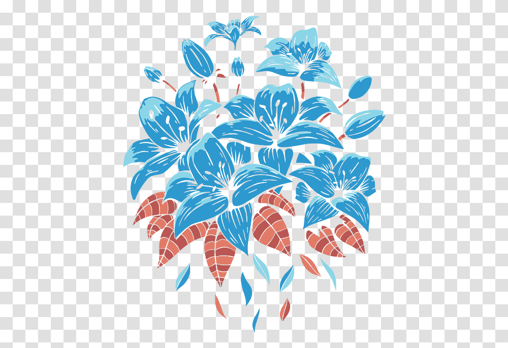 Blue Flowers Drawing Realistic Flower Tapestry Decorative, Graphics, Art, Plant, Blossom Transparent Png