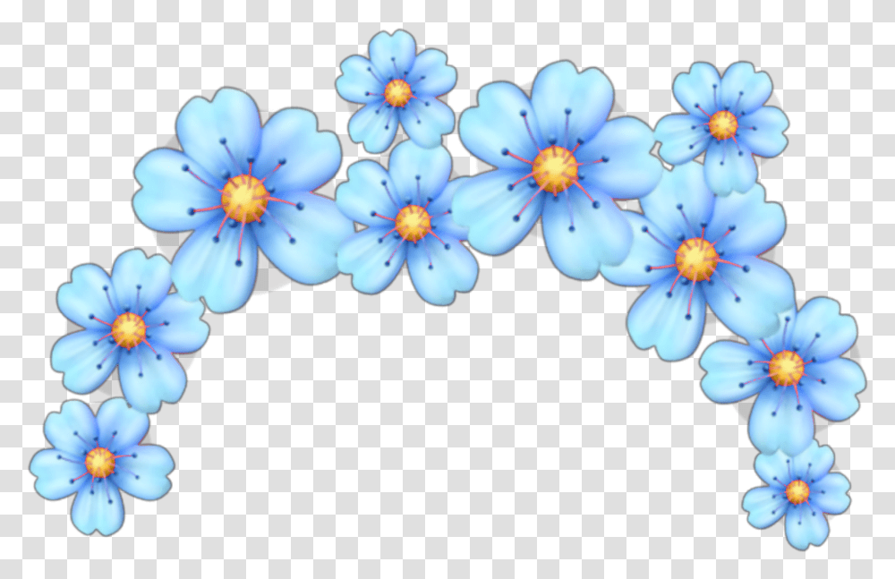 Blue Flowers Flower Crown Sticker Pink Emoji Flower Crown, Anther, Plant, Petal, Anemone Transparent Png
