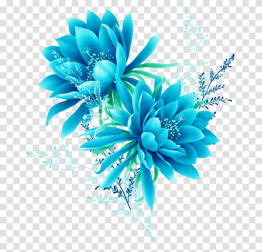 Blue Flowers, Pattern, Ornament, Fractal, Plant Transparent Png