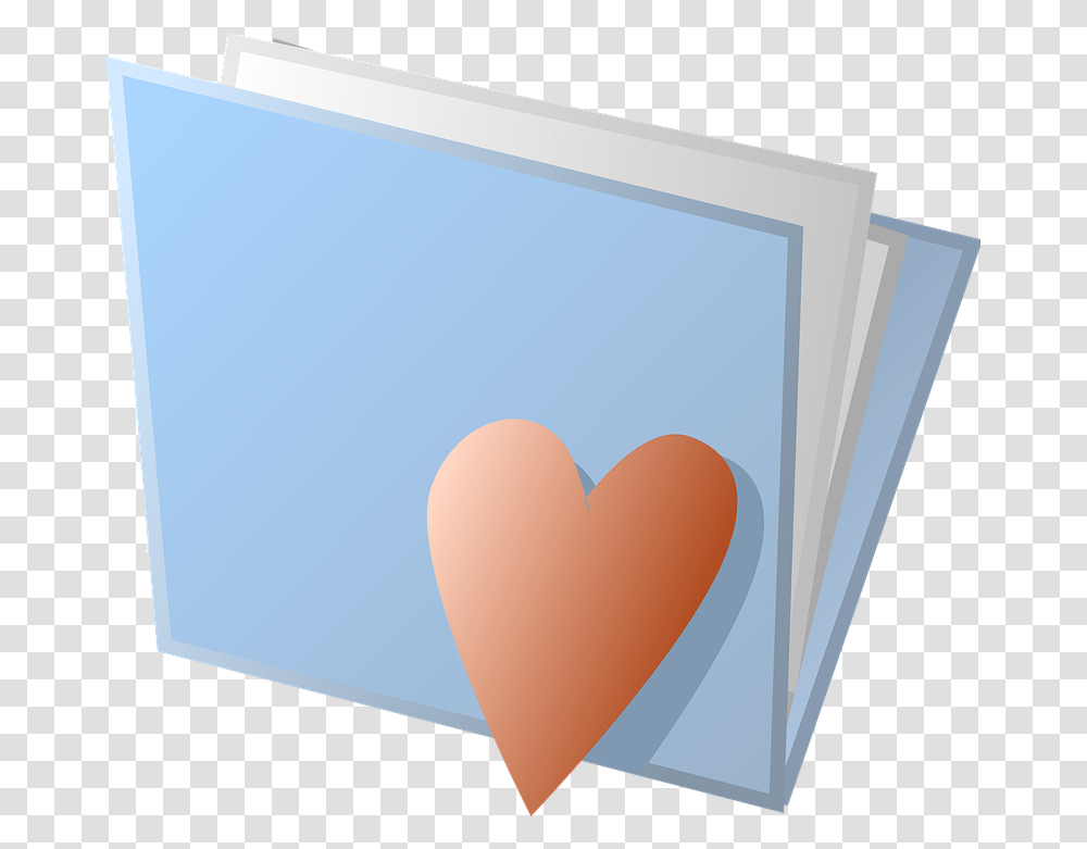 Blue Folder With Heart Clip Art Cartoon Dossier, File Binder, File Folder, Cushion Transparent Png