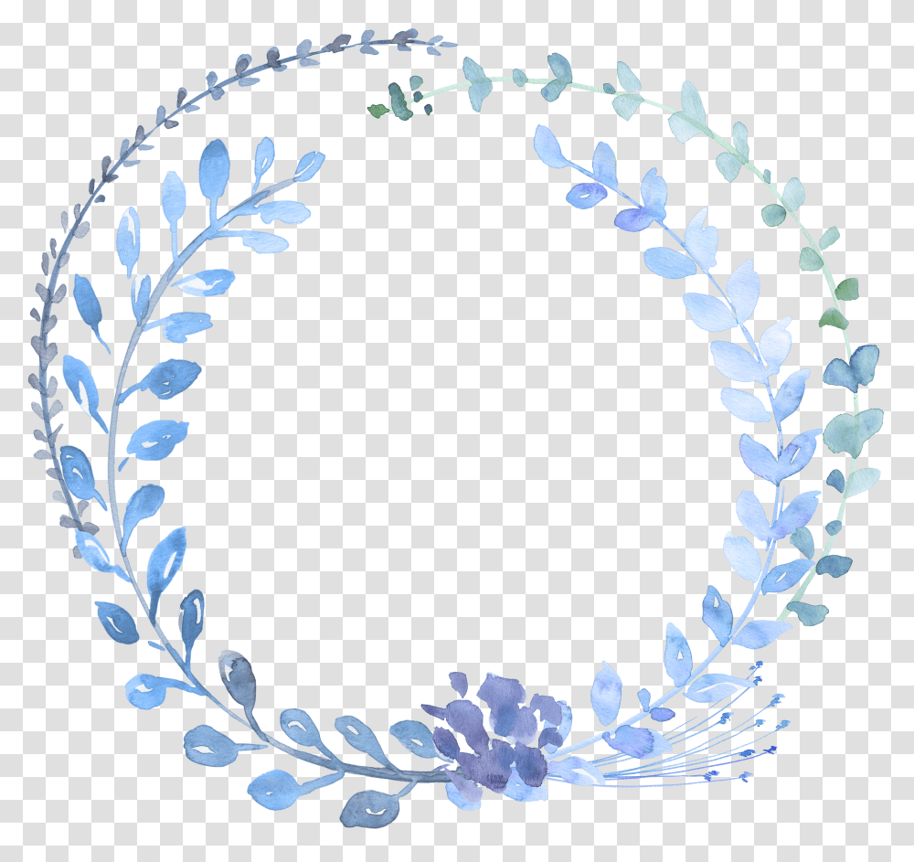 Blue Garland Wreath Watercolour Watercolor Flowers Blue Flower Circle Transparent Png