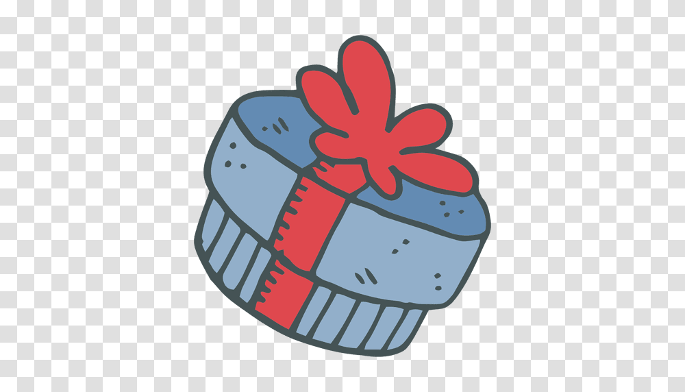 Blue Gift Box Red Bow Hand Drawn Cartoon Icon, Dynamite, Bomb, Weapon, Weaponry Transparent Png