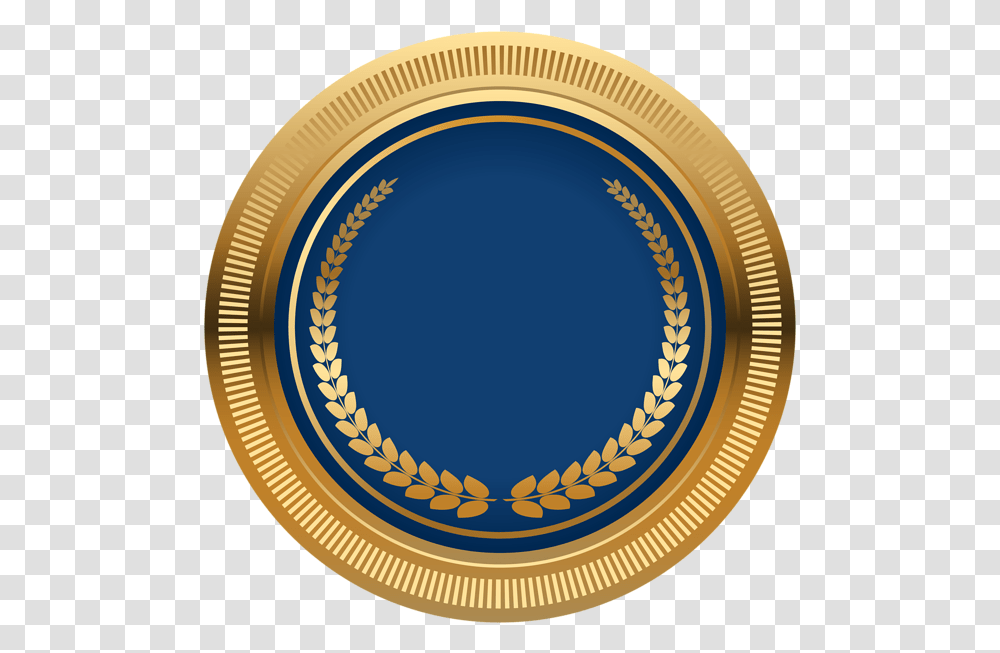 Blue Gold Seal Badge Background Gold Seal Gold Badge, Meal, Food, Dish, Platter Transparent Png