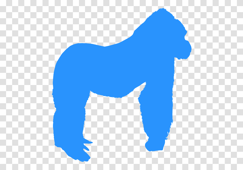 Blue Gorilla Silhouette, Mammal, Animal, Wildlife, Painting Transparent Png