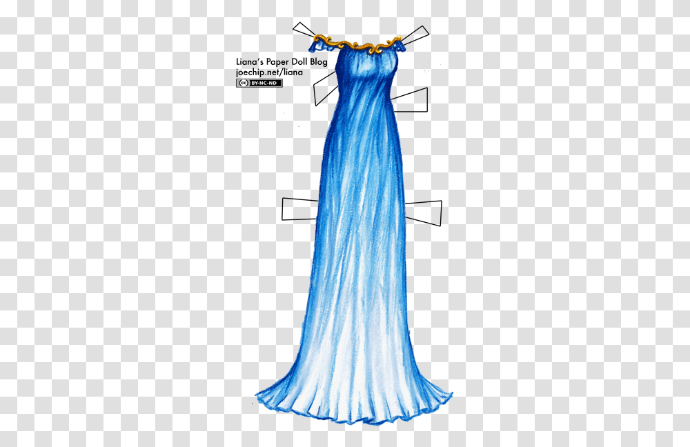 Blue Gown With Gold Trim Liana's Paper Dolls Dress, Clothing, Apparel, Evening Dress, Robe Transparent Png