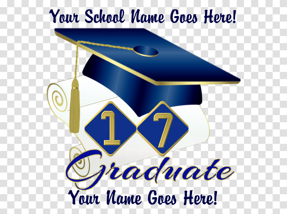Blue Graduate Cap And Diploma Body Suit, Graduation, Label Transparent Png