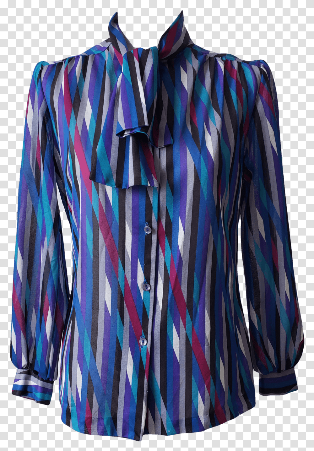 Blue Graphic Button Up Blouse By Teddi Of California Blouse, Apparel, Robe, Fashion Transparent Png