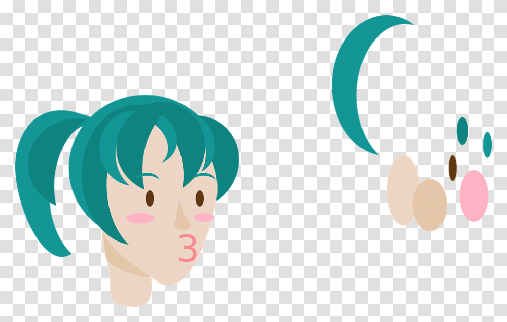 Blue Green Hair Kawaii Anime Girl Ponytail Garotas Com O Cabelo Azul Anime, Face, Crowd Transparent Png