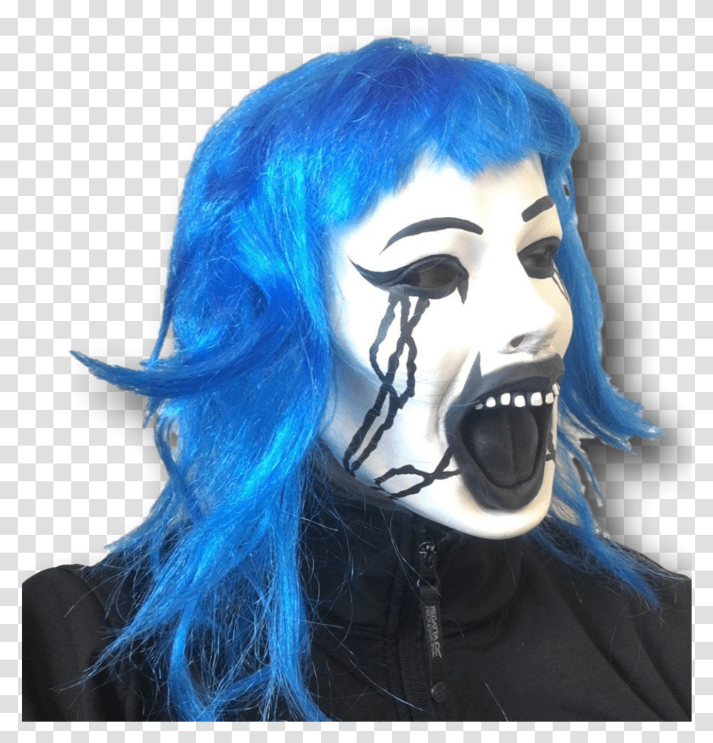 Blue Hair Girl Scary, Person, Human, Wig, Costume Transparent Png