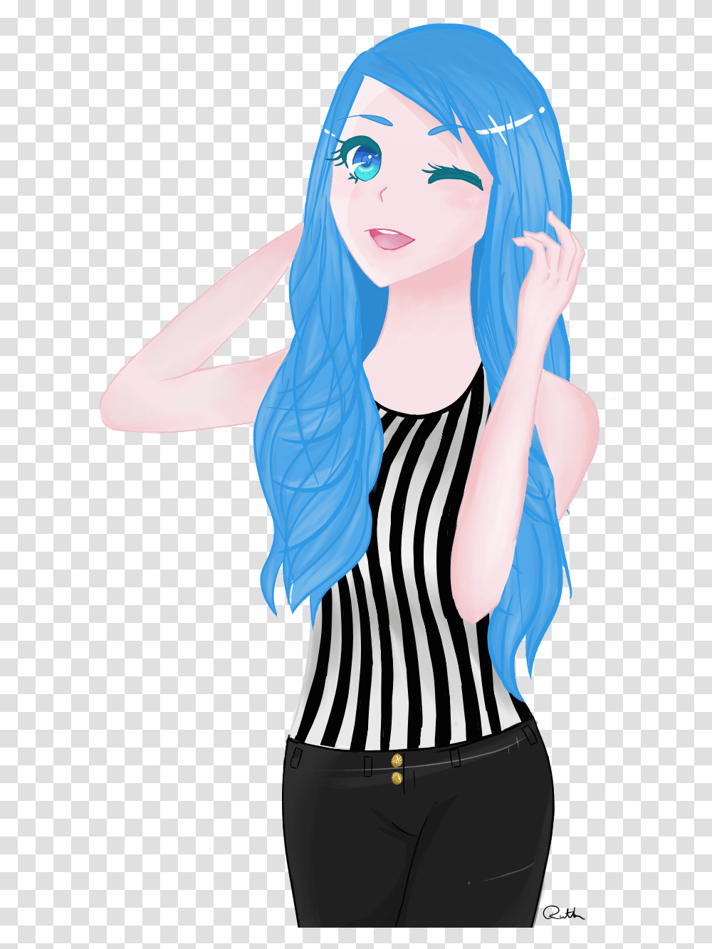 Blue Haired Anime Girl Blue Girl Animae Background, Costume, Person, Performer Transparent Png
