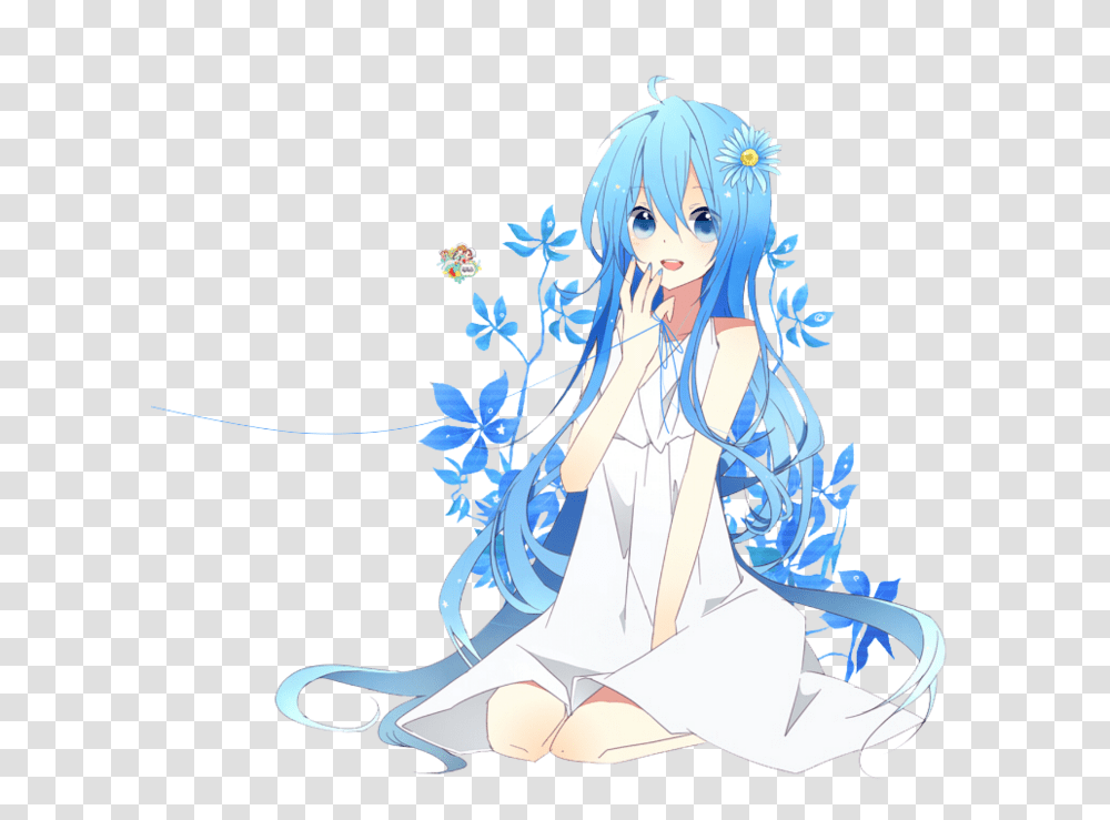 Blue Haired Anime Girl Sad Anime Girl With Blue Hair Blue Eyes, Manga, Comics, Book, Art Transparent Png