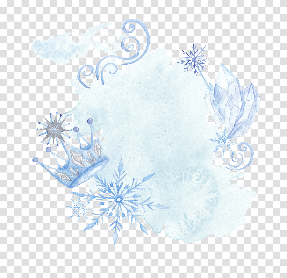 Blue Hand Drawn Crown Snowflake Cartoon Snow Illustration, Floral Design, Pattern, Nature Transparent Png