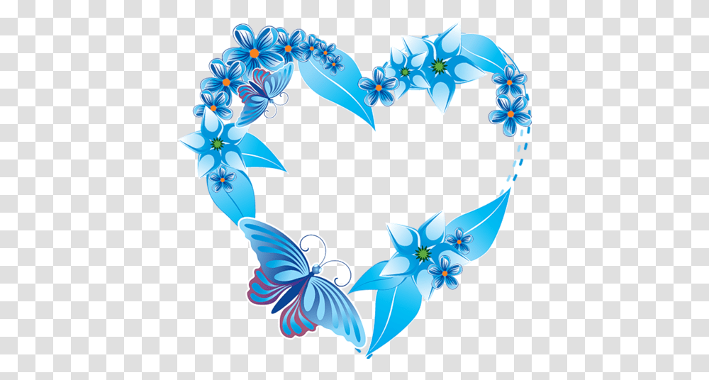 Blue Heart And Butterfly Jamboree Heart Heart, Floral Design, Pattern Transparent Png