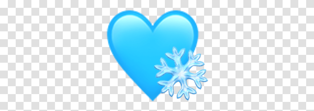 Blue Heart Snow Emoji Heart, Balloon, Snowflake Transparent Png